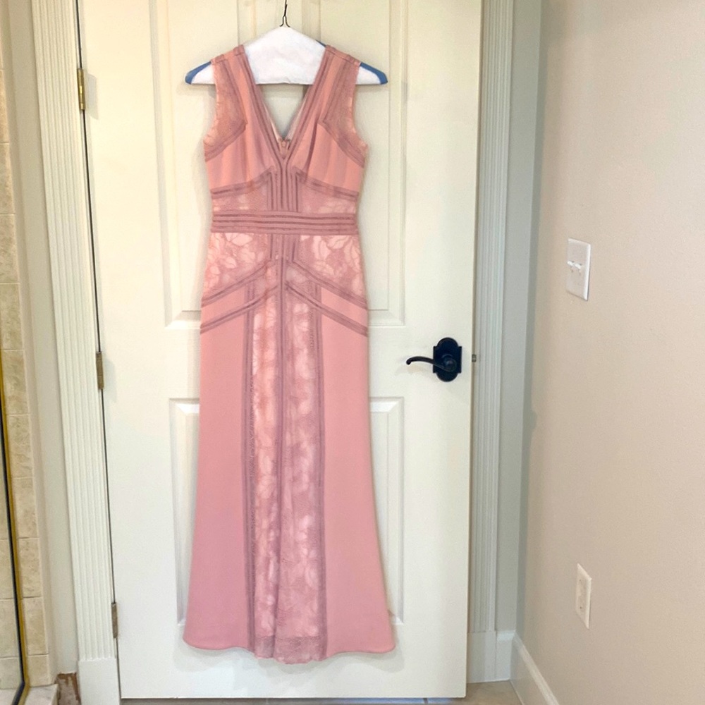 Pink long formal gown. Worn once. Size 6. No defects.
